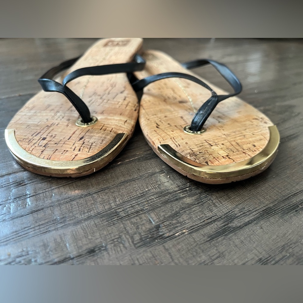 Dolce Vita Cork Flip Flop Sandals with Black Straps - Picture 3 of 7